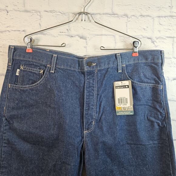 NEW Carhartt FR Flame Resistant Jeans Mens 40x30 Blue Denim Work FRB 100DNM - Picture 2 of 7